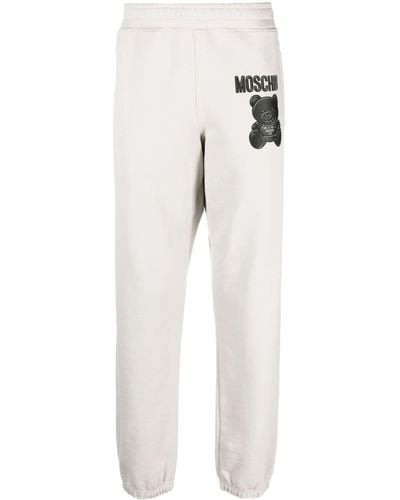 Moschino Teddy Bear-print Organic-cotton Track Trousers - White