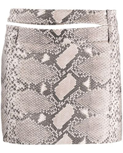 The Mannei Ararat Python-print Leather Miniskirt - Grey