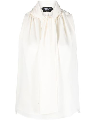 Tom Ford Tie-neck Georgette Blouse - White