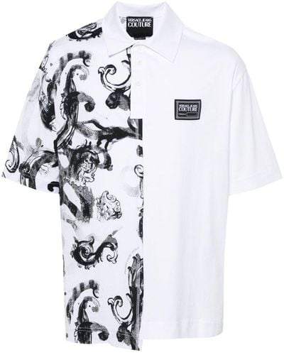 Versace Watercolour Couture Polo Shirt - White