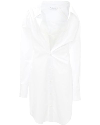 JW Anderson Vestido camisero con detalles de encaje - Blanco