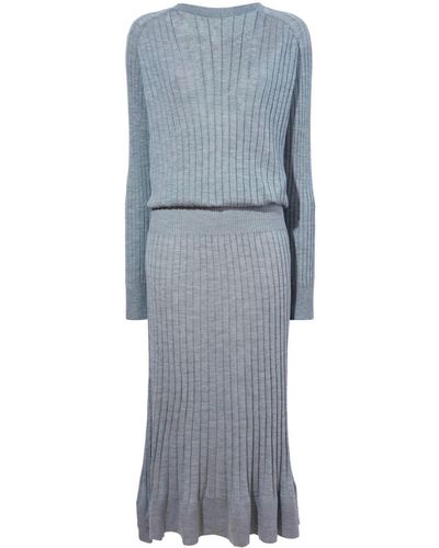Proenza Schouler Knitted Long-sleeve Midi Dress - Blue