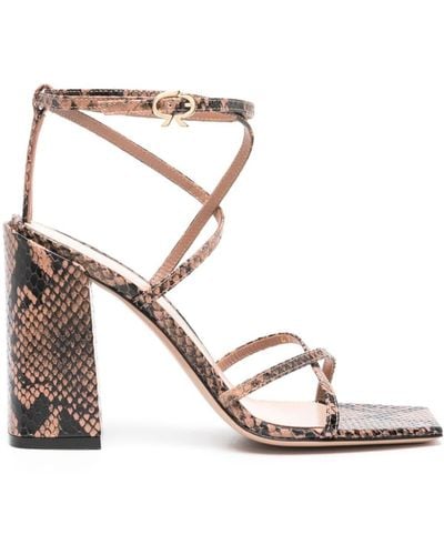 Gianvito Rossi 105mm Snakeskin Leather Sandals - Multicolor