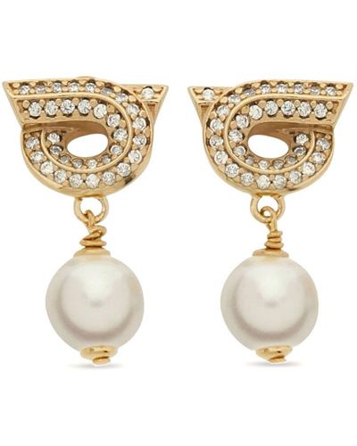 Ferragamo Gancini Pearl-shaped Earrings - Metallic