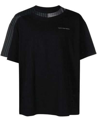 Feng Chen Wang パッチワーク Tシャツ - ブラック
