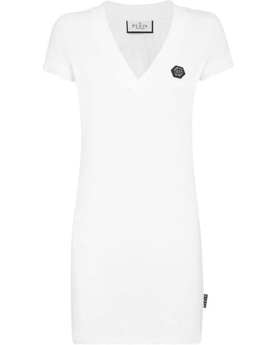 Philipp Plein T-Shirtkleid mit Strass - Weiß