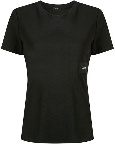 Goen.J T-shirt Met Logopatch - Zwart