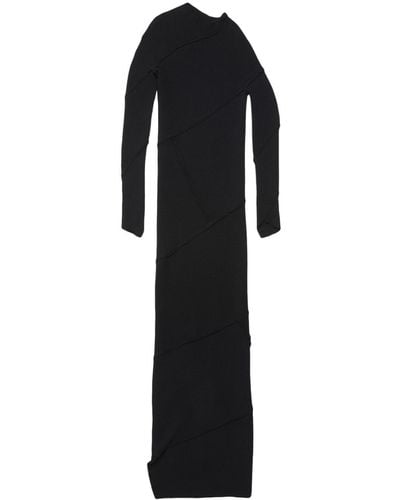Balenciaga Spiral Ribbed-Knit Maxi Dress - Black