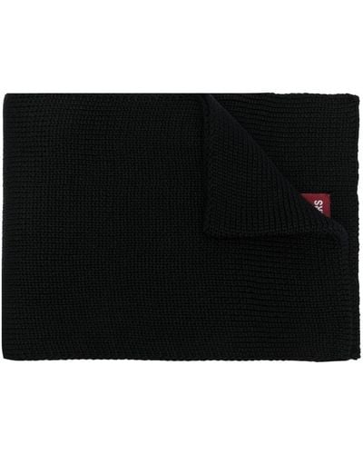 Parajumpers Logo-patch Knitted Scarf - Black