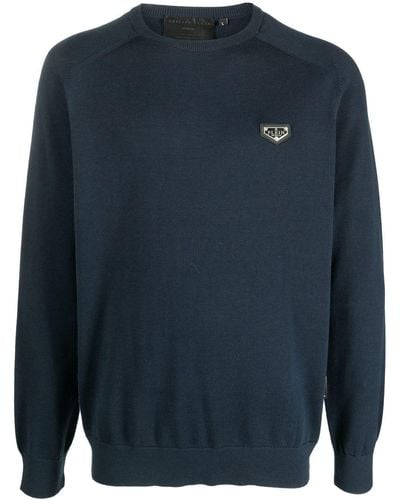 Philipp Plein ロゴプレート セーター - ブルー