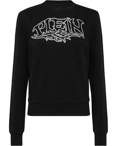 Philipp Plein Logo-embellished Cotton Sweatshirt - Black