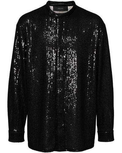 Amiri Sequin-embellished Long-sleeve Shirt - Zwart