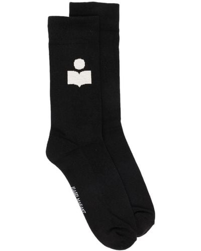 Isabel Marant Intarsia-knit Logo Socks - Black