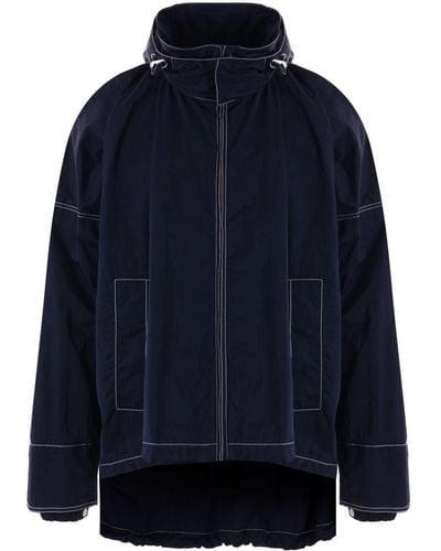 Bottega Veneta Contrast-stitching Hooded Jacket - Blue