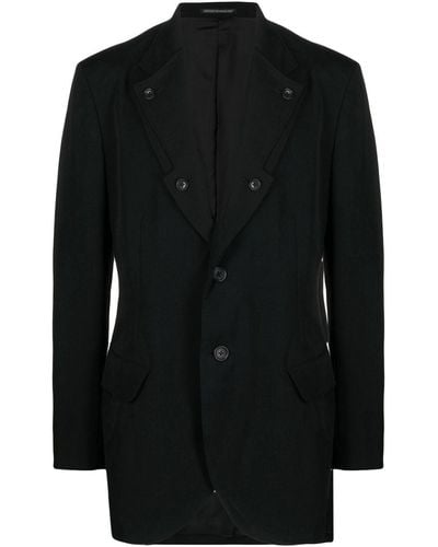 Yohji Yamamoto Single-breasted Fitted Blazer - Black