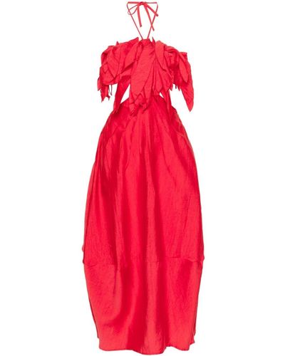 Cult Gaia Lue Ruffled Midi Dress - Red