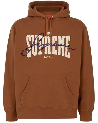 Supreme Logo-embroidered Chenille Hoodie - Brown