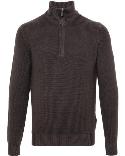 Dell'Oglio Ribbed-edge High-neck Sweater - Gray