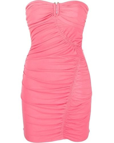 Self-Portrait Ruched-detail Strapless Dress - Pink