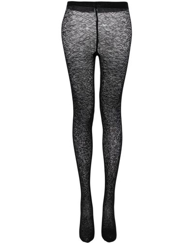 Wolford Floral-motif Tights - Gray
