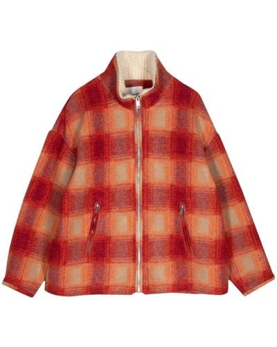 Isabel Marant Check-print Mock-neck Jacket - Red