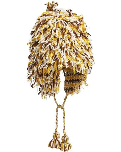 Marni Bonnet en laine à détail de pompon - Blanc
