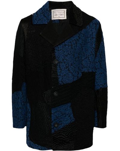 By Walid Colour-block Single-breasted Coat - Blue