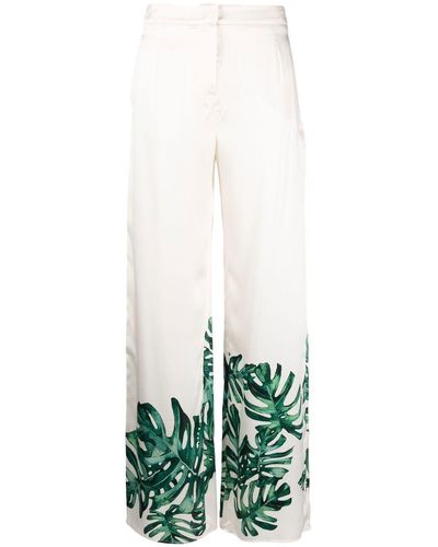 Raquel Diniz Petra Silk Leaf-print Trousers - White