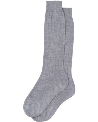 Miu Miu Silk-blend Ribbed Socks - Grey