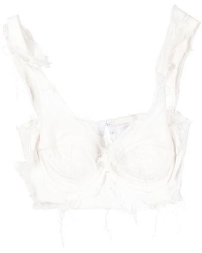 Natasha Zinko Frayed-detail Bustier Top - White