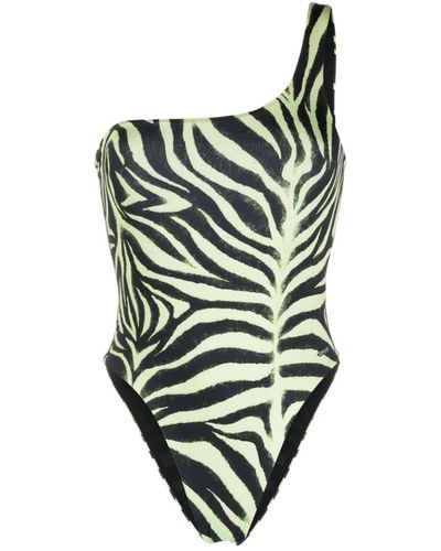 HUGO Zebra-print One-shoulder Swimsuit - Green