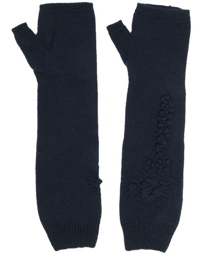 Barrie Cashmere Fingerless Gloves - Blue