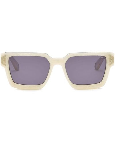 Philipp Plein Marbled Rectangle-frame Sunglasses - Purple