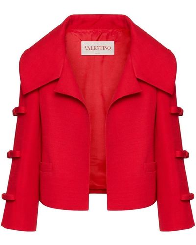 Valentino Garavani Veste crop à détail de nœud - Rouge