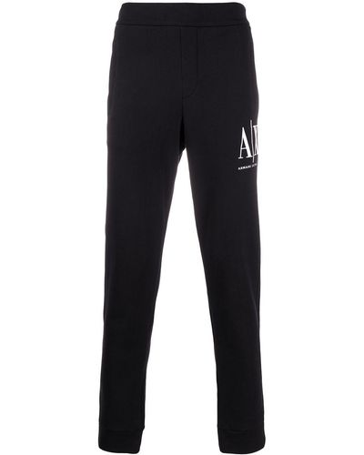 Armani Exchange Logo Embroidered Track Trousers - Black