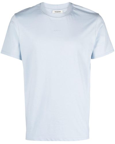 Sandro T-shirt en coton à col rond - Bleu