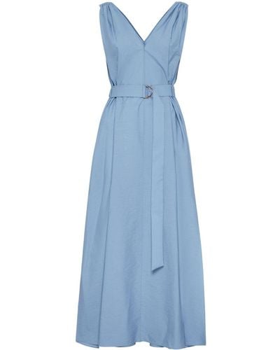 Brunello Cucinelli Cotton Poplin Maxi Dress - Blue