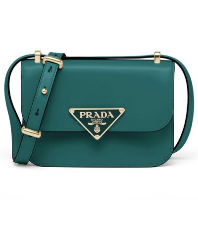 Leather clutch bag Prada Green in Leather - 39763257