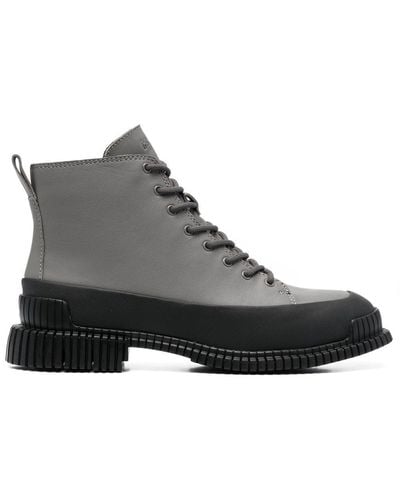 Camper Logo Lace-up Ankle Boots - Grey