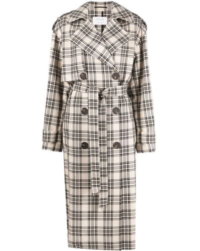 Sportmax Check-pattern Belted Coat - Gray