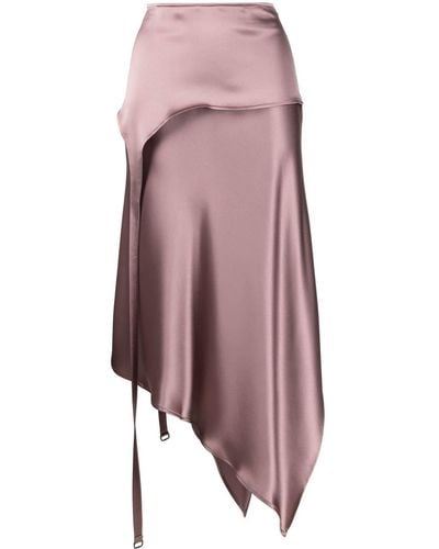 Ssheena Asymmetric Satin-finish Midi Skirt - Purple
