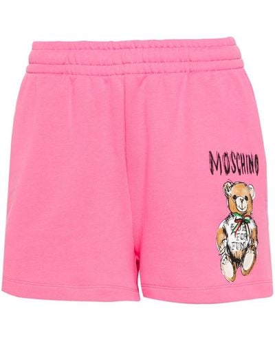 Moschino Teddy Bear-print Cotton Shorts - Pink