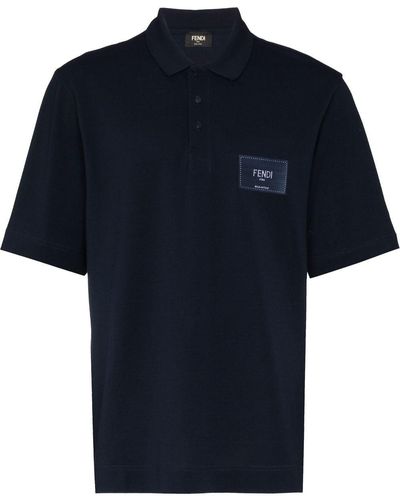 Fendi Poloshirt Met Geborduurd Logo - Blauw