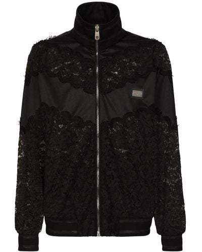 Dolce & Gabbana Sweater Met Rits En Kant - Zwart