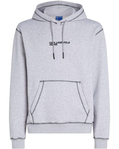 Karl Lagerfeld Logo-embroidered Jersey Hoodie - Grey