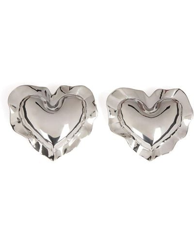 Nina Ricci Cushion Heart Stud Earrings - White