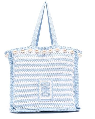 Sandro Shell-detail Crochet Tote Bag - Blue