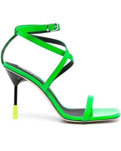 MSGM 95mm Leather Sandals - Green