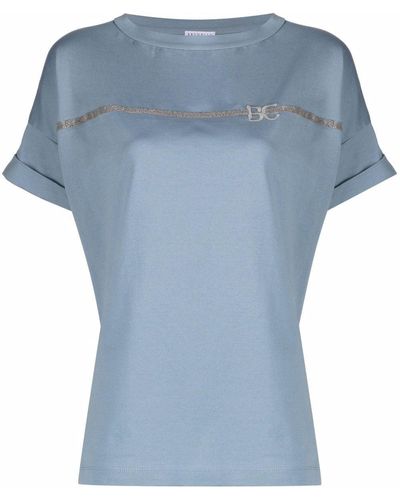 Brunello Cucinelli ロゴプレート Tシャツ - ブルー