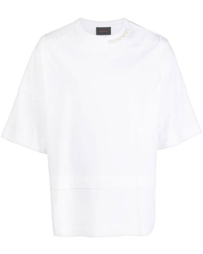 Simone Rocha T-shirt a strati con decorazione in perle - Bianco